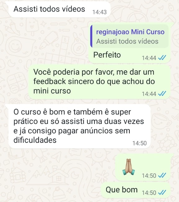 Aluna diz que já consegue pagar anúncios sem dificuldades